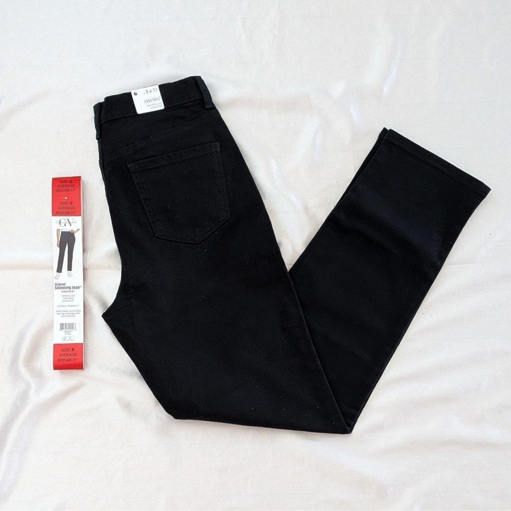 New Gloria Vanderbilt Women's Amanda Tapered Leg Jeans Black Size 8x31